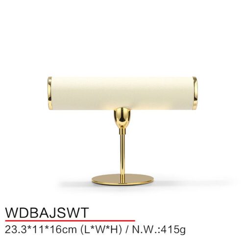 Bangle Organizer Jewelry Display Stand Gold T Bar Bracelet With Off White Microfiber Short Size