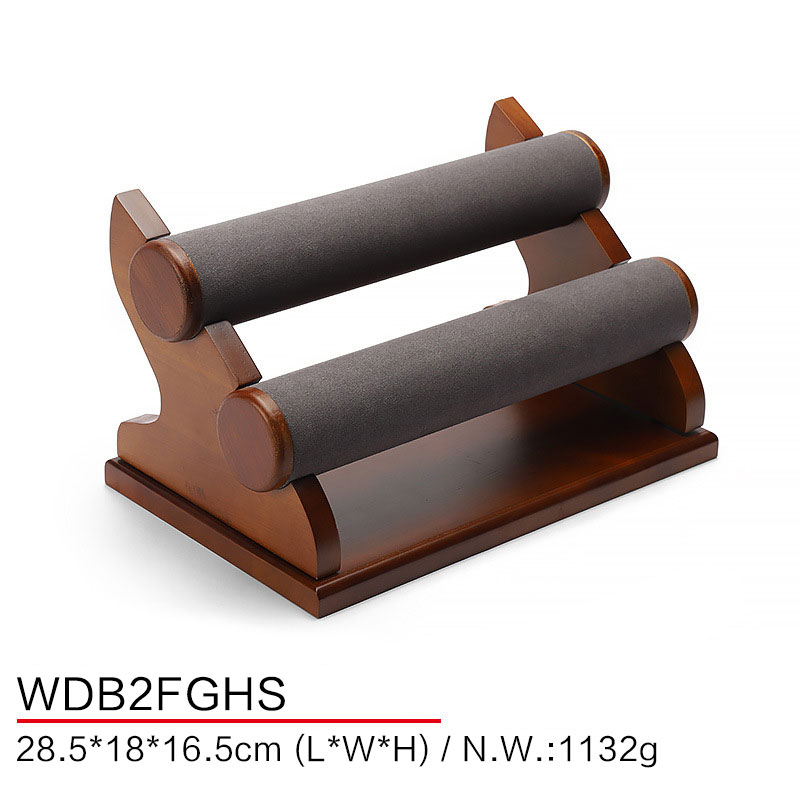 Detachable-Bracelet-Holder-Watch-Stand-2-Tier-Wooden-Elegant-Bracelet-Display-Stand-Oak-Fram-Velvet-Watch-Tower-Chocolate