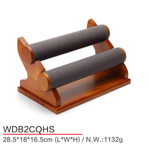 Detachable Bracelet Holder Watch Stand 2 Tier Wooden Elegant Bracelet Display Stand Red Oak Fram Velvet Watch Tower Chocolate