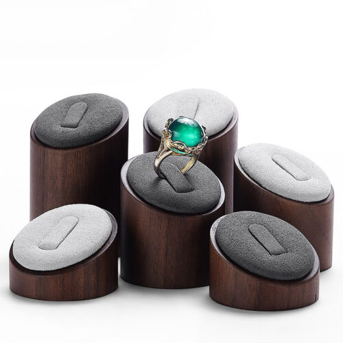 Textured-Wood-Jewelry-Ring-Holder-Display-Inclined-Cylinder-Fine-Jewelry-Ring-Display-Stand-Supplier