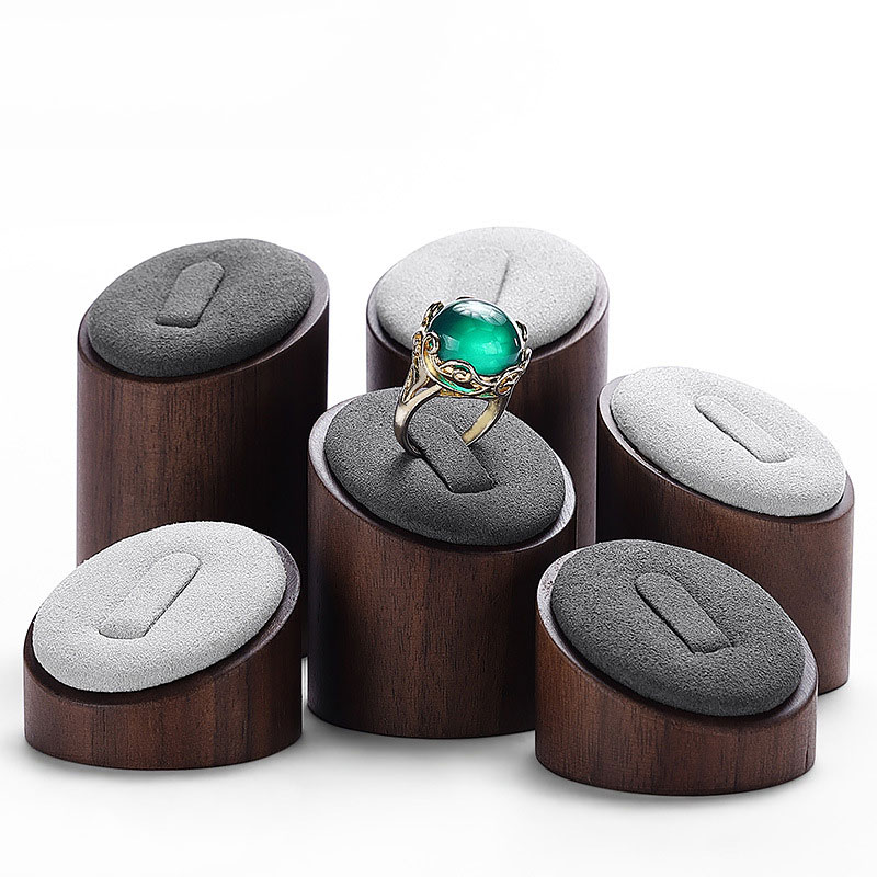 Wooden Jewelry Stand Ring Holder Jewelry Displays For Retail Stores Microfiber Ring Display