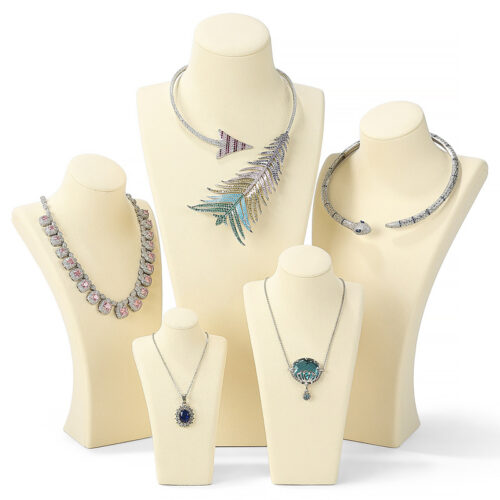 5.5-Inch-to-16-Inch-Beige-Microfiber-3D-Necklace-Mannequin-Organizer-Jewelry-Display-Mannequin-Jewelry-Bust-Dummy